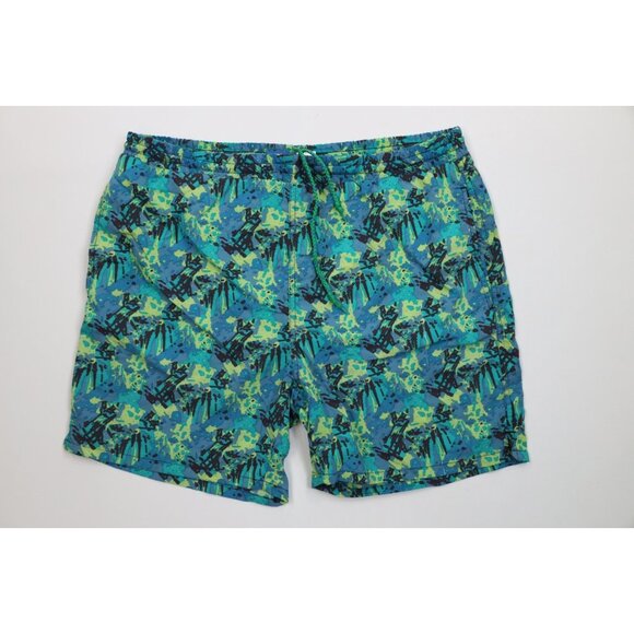 Vtg 90s Streetwear Mens Large Faded Abstract Paint Splatter Lined Shorts Trunks - Picture 1 of 13